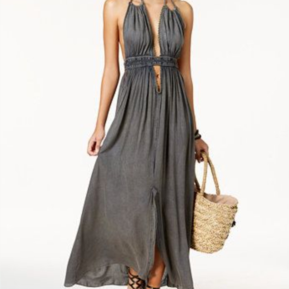 Boho Me Gray Halter Maxi Dress XS